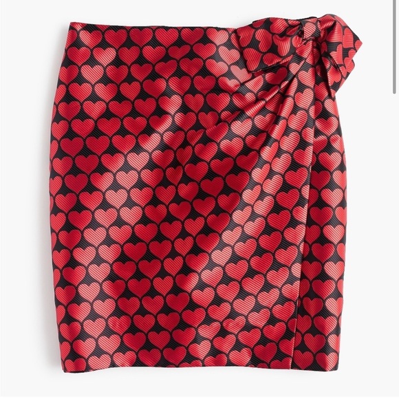 J. Crew Faux wrap skirt in Jacquard Hearts - Picture 8 of 9